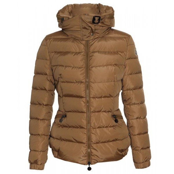 Moncler Breve Khaki collo alto e zip Cappotti